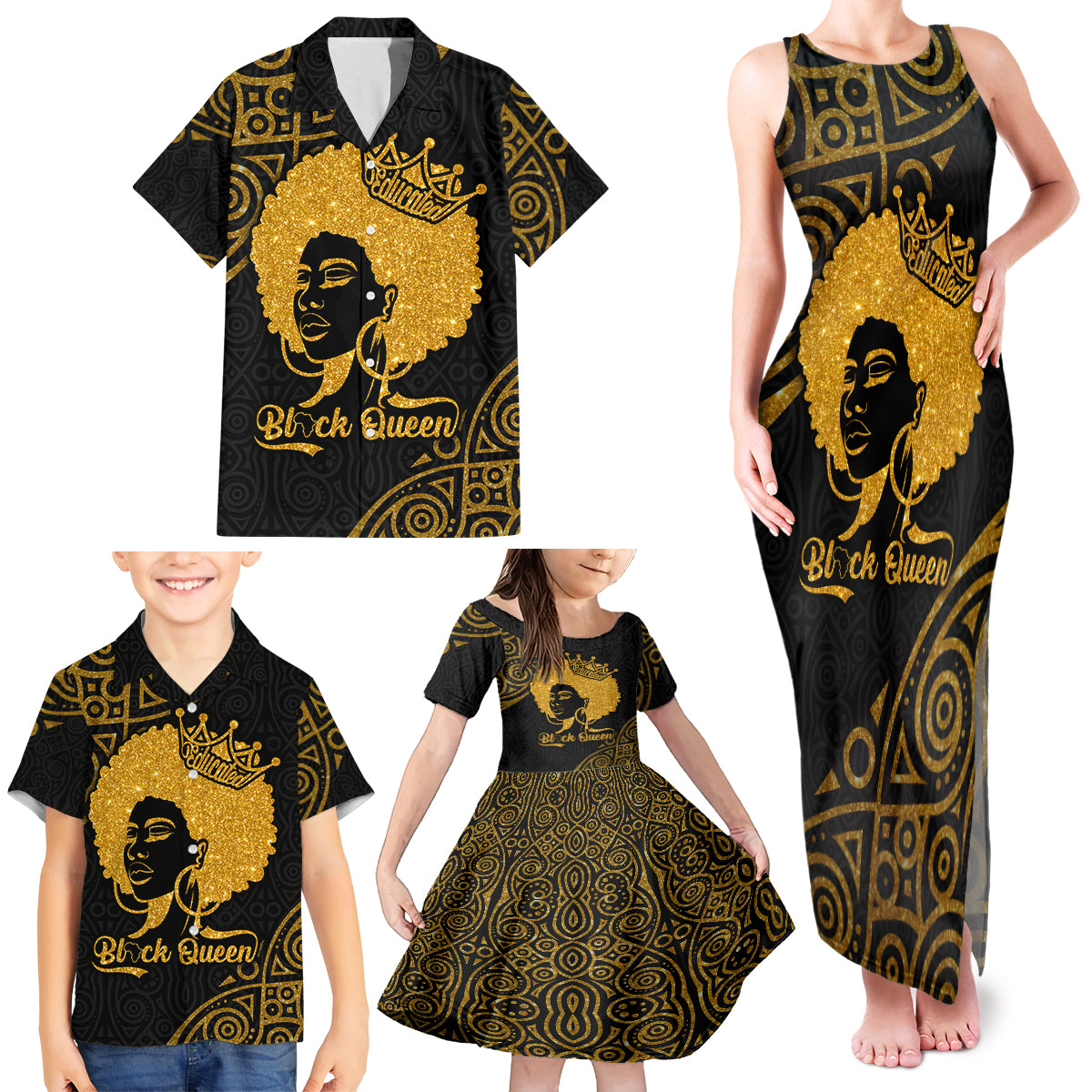 Educated Black Queen Family Matching Tank Maxi Dress and Hawaiian Shirt African Women - Wonder Print Shop