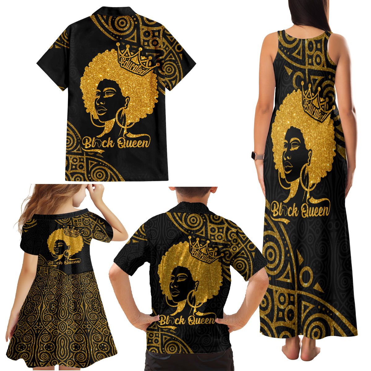 Educated Black Queen Family Matching Tank Maxi Dress and Hawaiian Shirt African Women - Wonder Print Shop