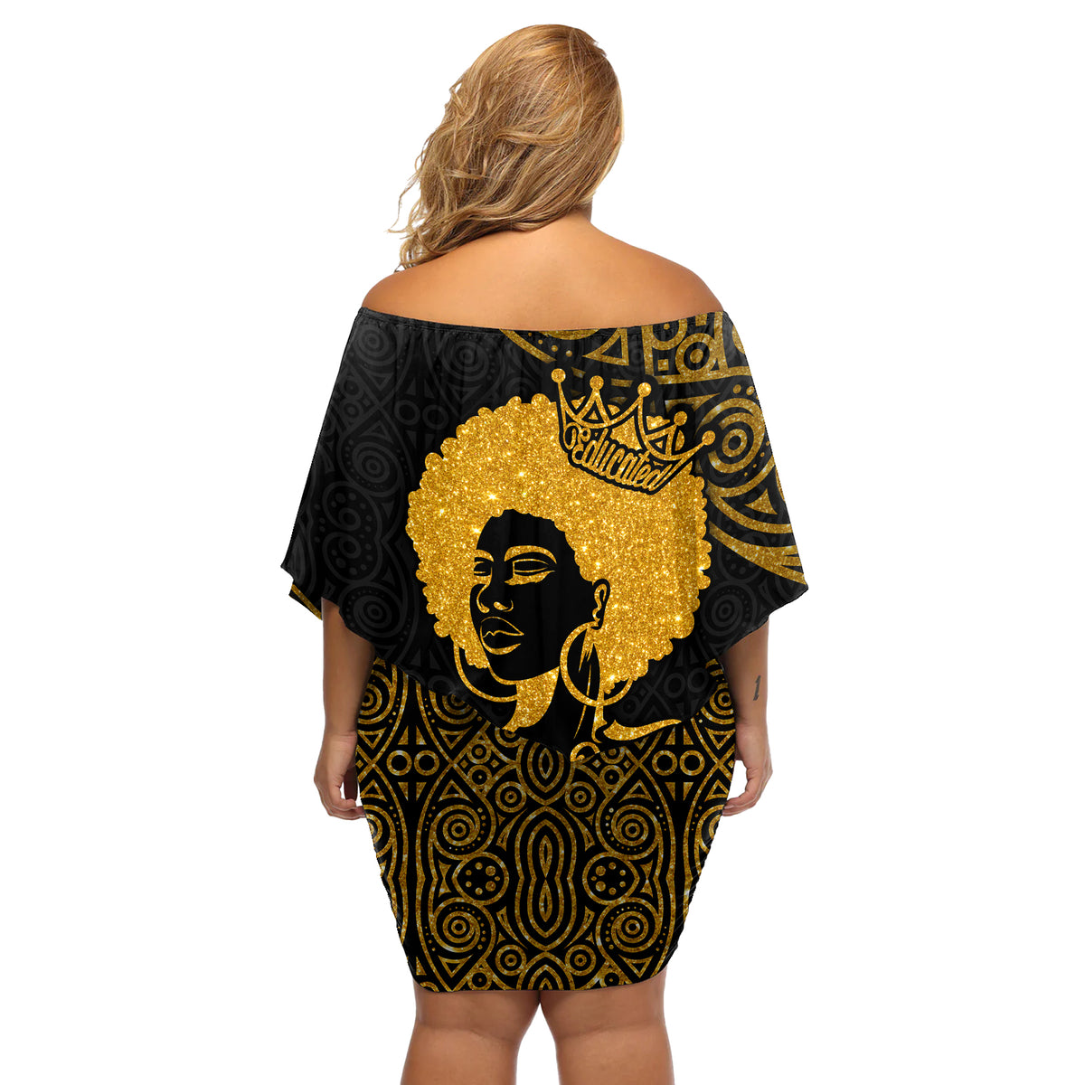 Educated Black Queen Off Shoulder Short Dress African Women - Wonder Print Shop