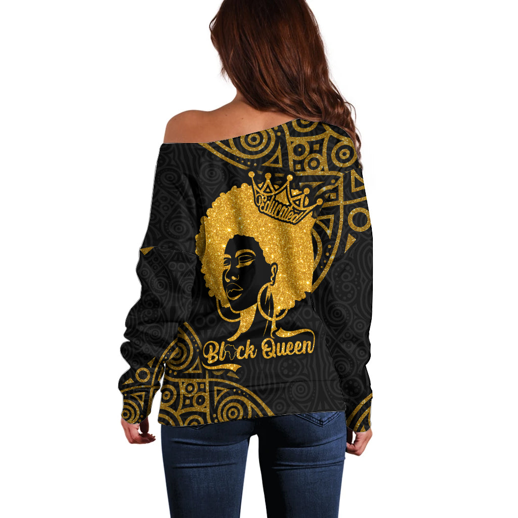 Educated Black Queen Off Shoulder Sweater African Women - Wonder Print Shop