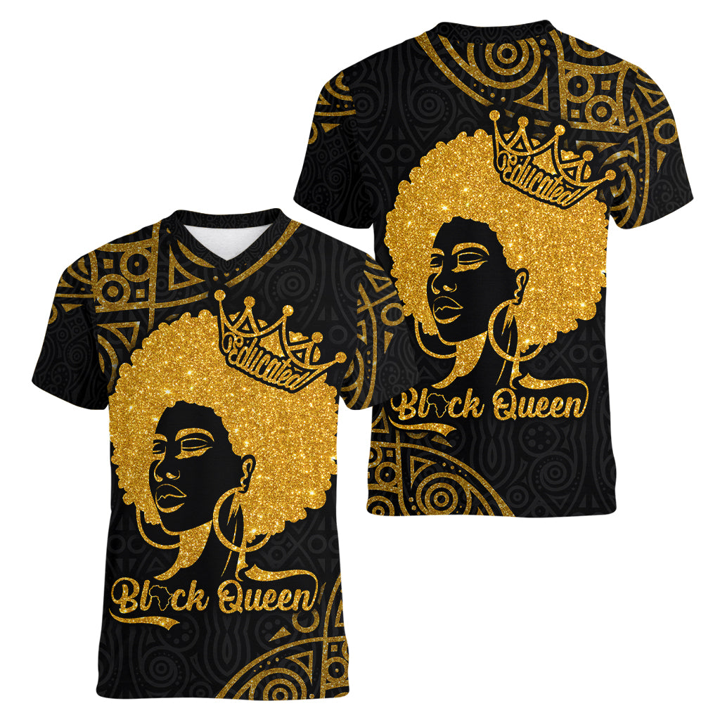 Educated Black Queen Women V Neck T Shirt African Women - Wonder Print Shop