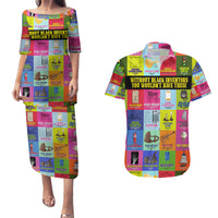 Black Inventions Couples Matching Puletasi Dress and Hawaiian Shirt African-American Inventors - Wonder Print Shop