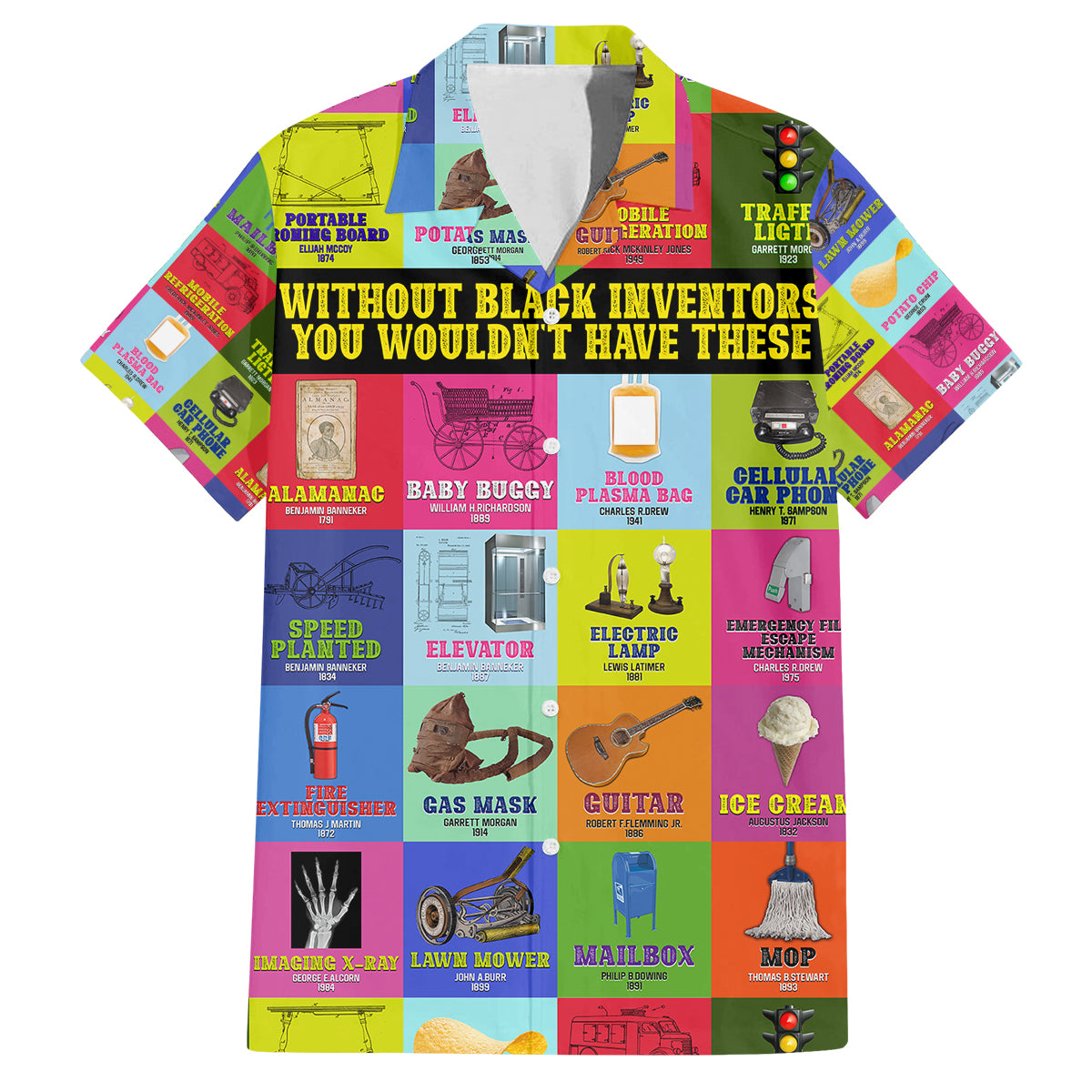 Black Inventions Family Matching Off Shoulder Long Sleeve Dress and Hawaiian Shirt African-American Inventors - Wonder Print Shop