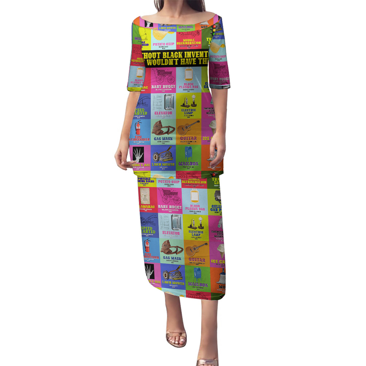 Black Inventions Family Matching Puletasi Dress and Hawaiian Shirt African-American Inventors - Wonder Print Shop