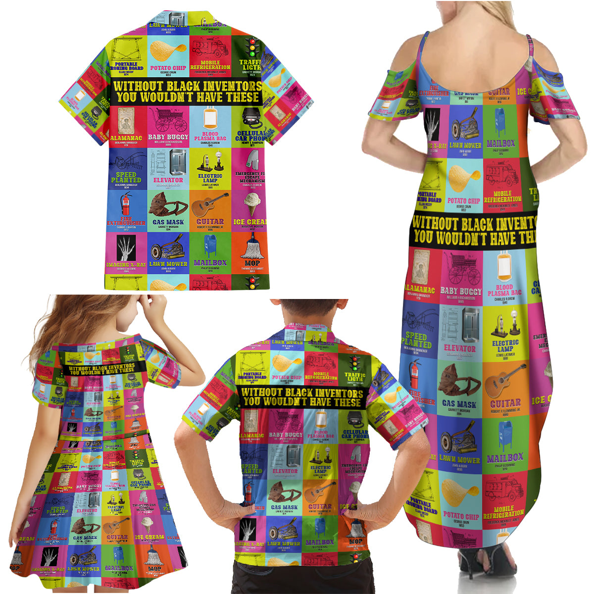Black Inventions Family Matching Summer Maxi Dress and Hawaiian Shirt African-American Inventors - Wonder Print Shop