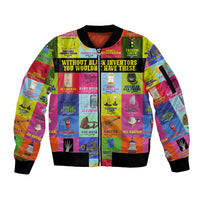 Black Inventions Sleeve Zip Bomber Jacket African-American Inventors - Wonder Print Shop