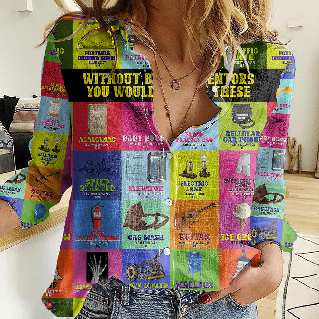 Black Inventions Women Casual Shirt African-American Inventors - Wonder Print Shop