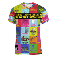 Black Inventions Women V Neck T Shirt African-American Inventors - Wonder Print Shop