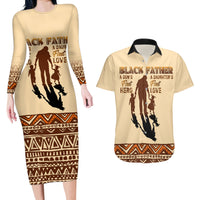 Black Father Couples Matching Long Sleeve Bodycon Dress and Hawaiian Shirt African Father with Son and Daughter - Wonder Print Shop