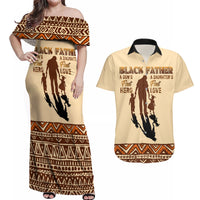 Black Father Couples Matching Off Shoulder Maxi Dress and Hawaiian Shirt African Father with Son and Daughter - Wonder Print Shop