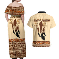 Black Father Couples Matching Off Shoulder Maxi Dress and Hawaiian Shirt African Father with Son and Daughter - Wonder Print Shop