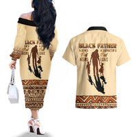 Black Father Couples Matching Off The Shoulder Long Sleeve Dress and Hawaiian Shirt African Father with Son and Daughter - Wonder Print Shop