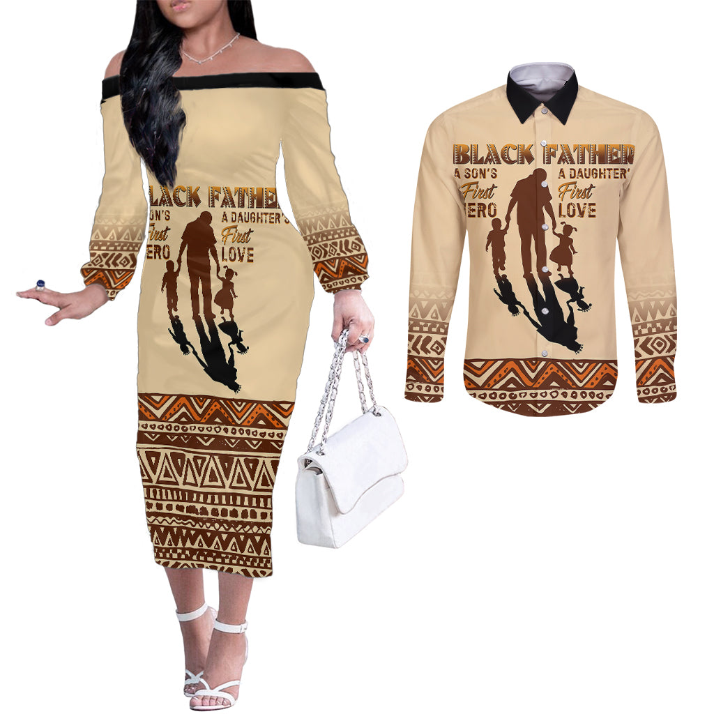 black-father-couples-matching-off-the-shoulder-long-sleeve-dress-and-long-sleeve-button-shirts-african-father-with-son-and-daughter