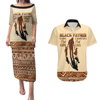 Black Father Couples Matching Puletasi Dress and Hawaiian Shirt African Father with Son and Daughter - Wonder Print Shop