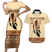 Black Father Couples Matching Short Sleeve Bodycon Dress and Hawaiian Shirt African Father with Son and Daughter - Wonder Print Shop