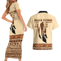 Black Father Couples Matching Short Sleeve Bodycon Dress and Hawaiian Shirt African Father with Son and Daughter - Wonder Print Shop