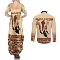 Black Father Couples Matching Summer Maxi Dress and Long Sleeve Button Shirts African Father with Son and Daughter - Wonder Print Shop