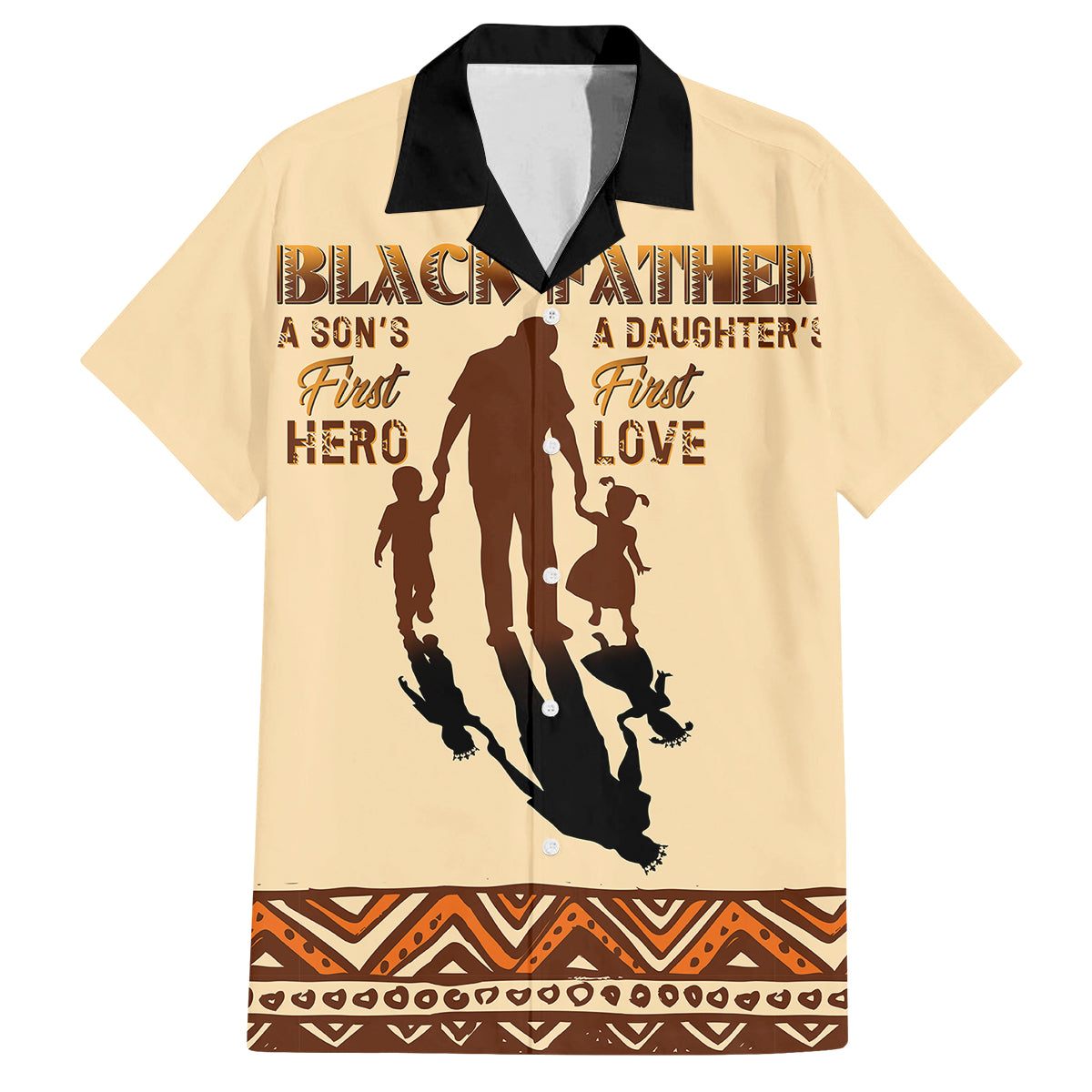 Black Father Family Matching Long Sleeve Bodycon Dress and Hawaiian Shirt African Father with Son and Daughter - Wonder Print Shop