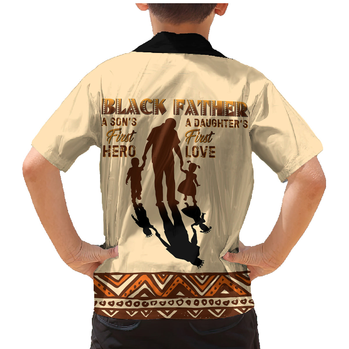 Black Father Family Matching Mermaid Dress and Hawaiian Shirt African Father with Son and Daughter - Wonder Print Shop