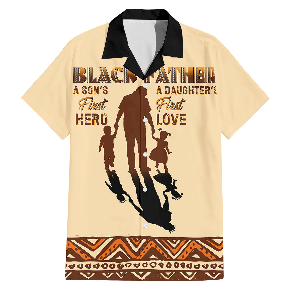 Black Father Family Matching Mermaid Dress and Hawaiian Shirt African Father with Son and Daughter - Wonder Print Shop