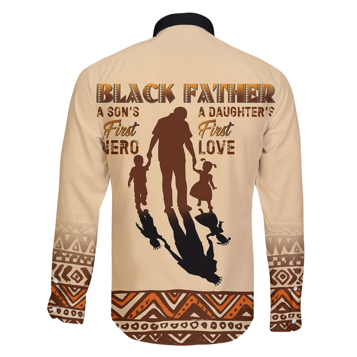 Black Father Family Matching Off Shoulder Long Sleeve Dress and Hawaiian Shirt African Father with Son and Daughter - Wonder Print Shop