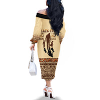 Black Father Family Matching Off Shoulder Long Sleeve Dress and Hawaiian Shirt African Father with Son and Daughter - Wonder Print Shop