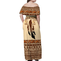 Black Father Family Matching Off Shoulder Maxi Dress and Hawaiian Shirt African Father with Son and Daughter - Wonder Print Shop