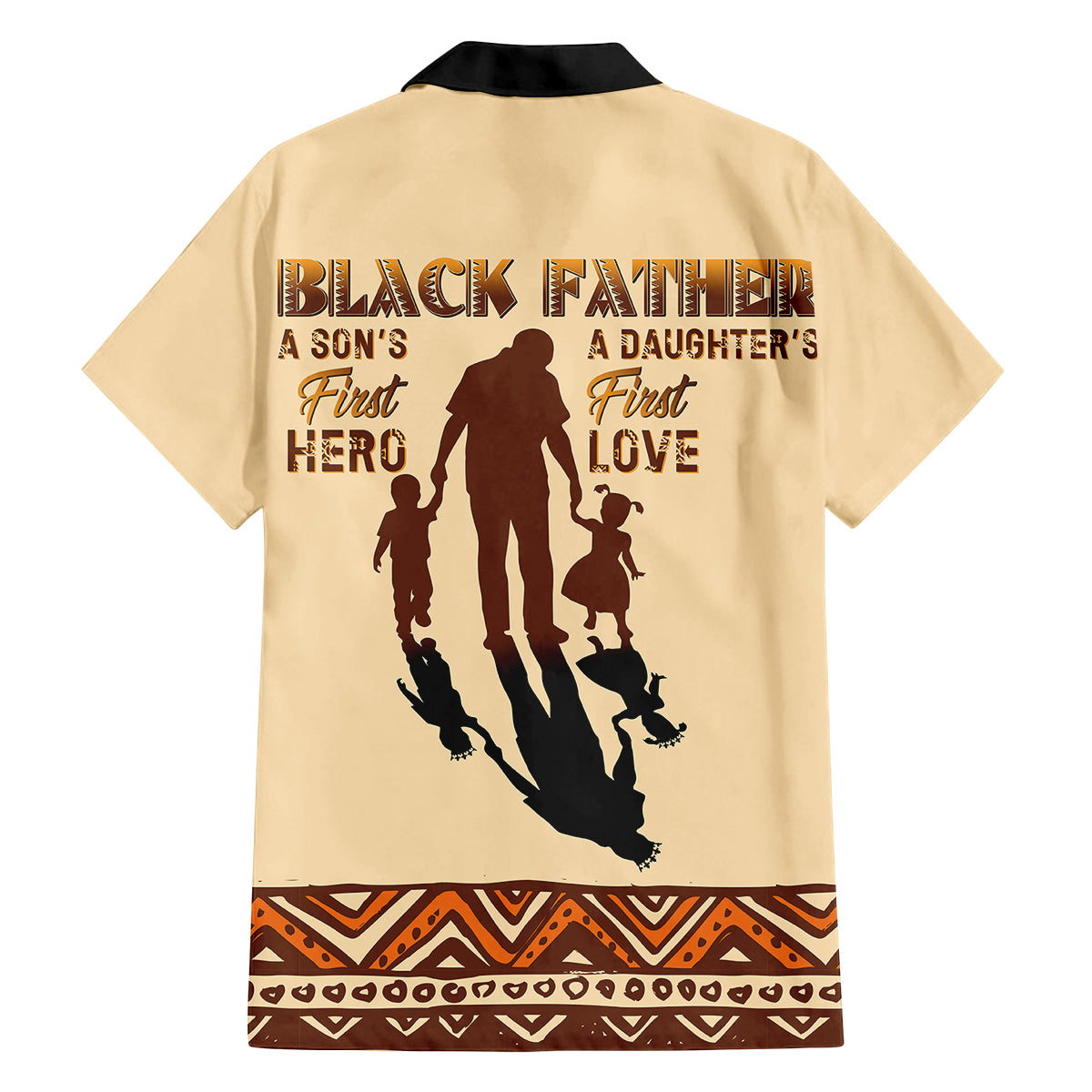 Black Father Family Matching Off Shoulder Short Dress and Hawaiian Shirt African Father with Son and Daughter - Wonder Print Shop