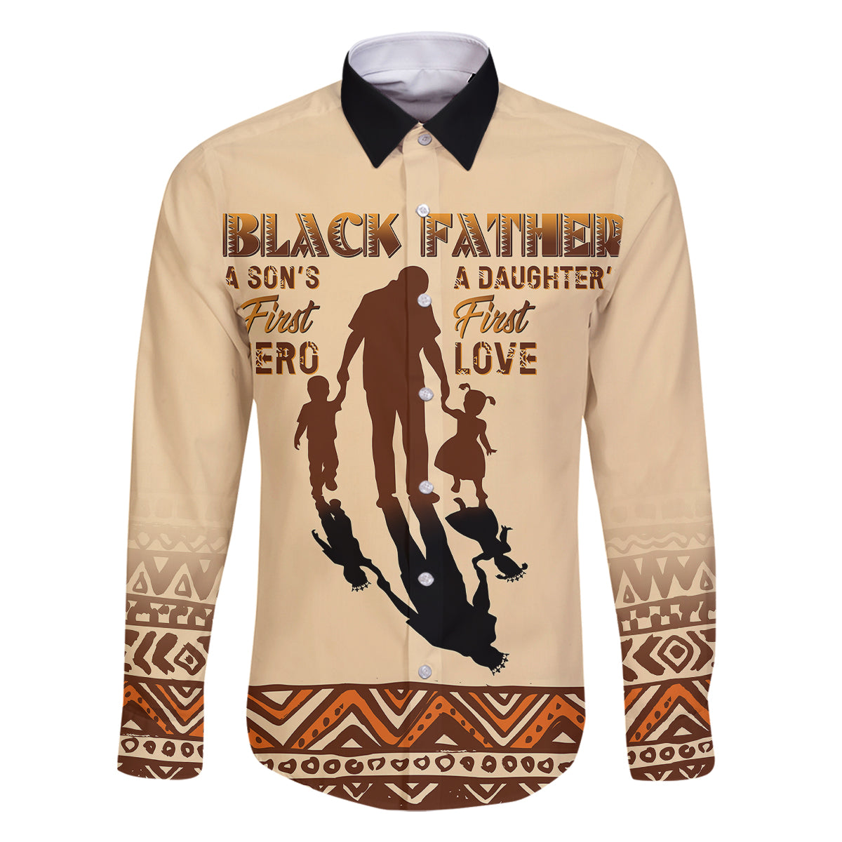 Black Father Family Matching Off Shoulder Short Dress and Hawaiian Shirt African Father with Son and Daughter - Wonder Print Shop