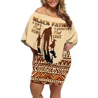 Black Father Family Matching Off Shoulder Short Dress and Hawaiian Shirt African Father with Son and Daughter - Wonder Print Shop