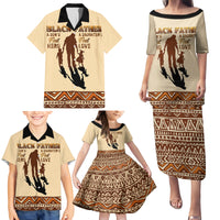 Black Father Family Matching Puletasi Dress and Hawaiian Shirt African Father with Son and Daughter - Wonder Print Shop