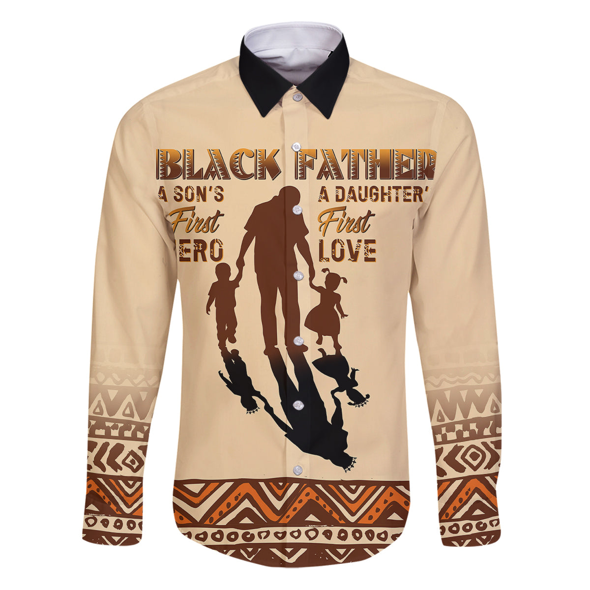 Black Father Family Matching Puletasi Dress and Hawaiian Shirt African Father with Son and Daughter - Wonder Print Shop