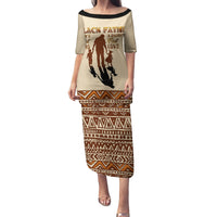Black Father Family Matching Puletasi Dress and Hawaiian Shirt African Father with Son and Daughter - Wonder Print Shop
