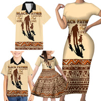 Black Father Family Matching Short Sleeve Bodycon Dress and Hawaiian Shirt African Father with Son and Daughter - Wonder Print Shop