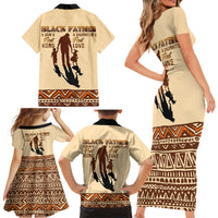 Black Father Family Matching Short Sleeve Bodycon Dress and Hawaiian Shirt African Father with Son and Daughter - Wonder Print Shop
