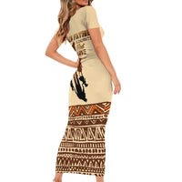 Black Father Family Matching Short Sleeve Bodycon Dress and Hawaiian Shirt African Father with Son and Daughter - Wonder Print Shop