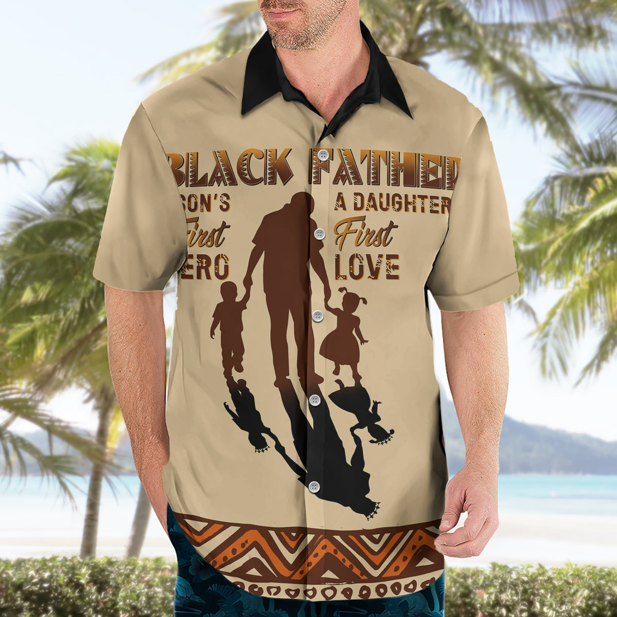 Black Father Hawaiian Shirt African Father with Son and Daughter - Wonder Print Shop