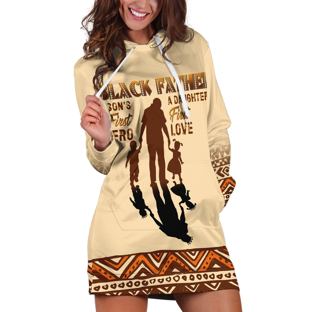 Black Father Hoodie Dress African Father with Son and Daughter - Wonder Print Shop