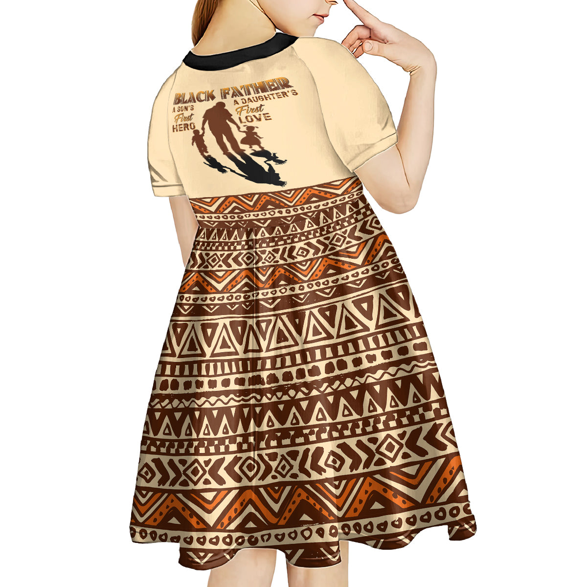 Black Father Kid Short Sleeve Dress African Father with Son and Daughter - Wonder Print Shop