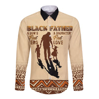 Black Father Long Sleeve Button Shirt African Father with Son and Daughter - Wonder Print Shop
