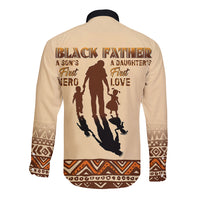 Black Father Long Sleeve Button Shirt African Father with Son and Daughter - Wonder Print Shop