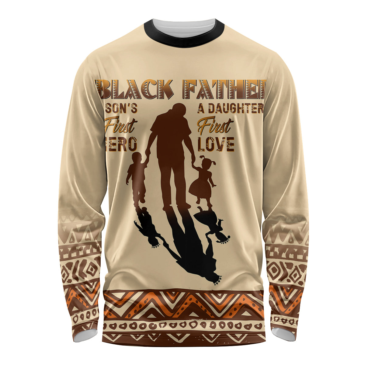 Black Father Long Sleeve Shirt African Father with Son and Daughter - Wonder Print Shop