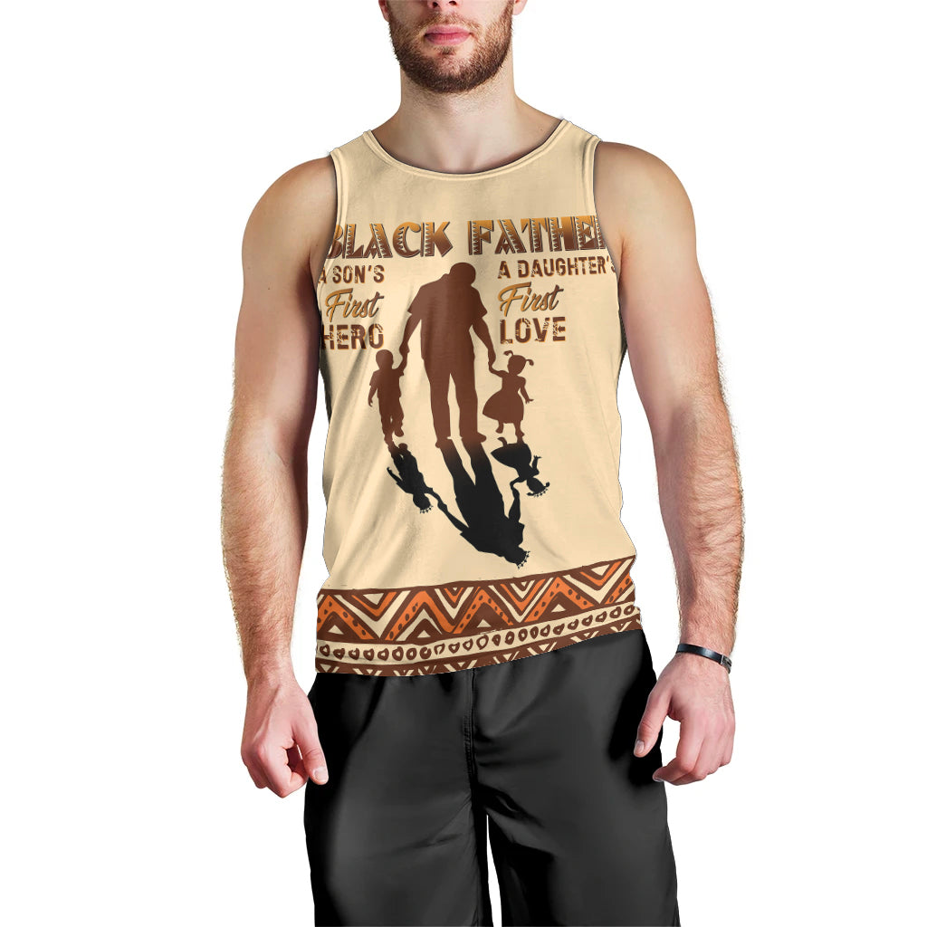 Black Father Men Tank Top African Father with Son and Daughter - Wonder Print Shop