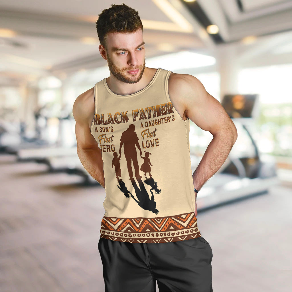 Black Father Men Tank Top African Father with Son and Daughter - Wonder Print Shop