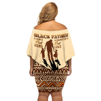 Black Father Off Shoulder Short Dress African Father with Son and Daughter - Wonder Print Shop