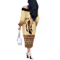 Black Father Off The Shoulder Long Sleeve Dress African Father with Son and Daughter - Wonder Print Shop