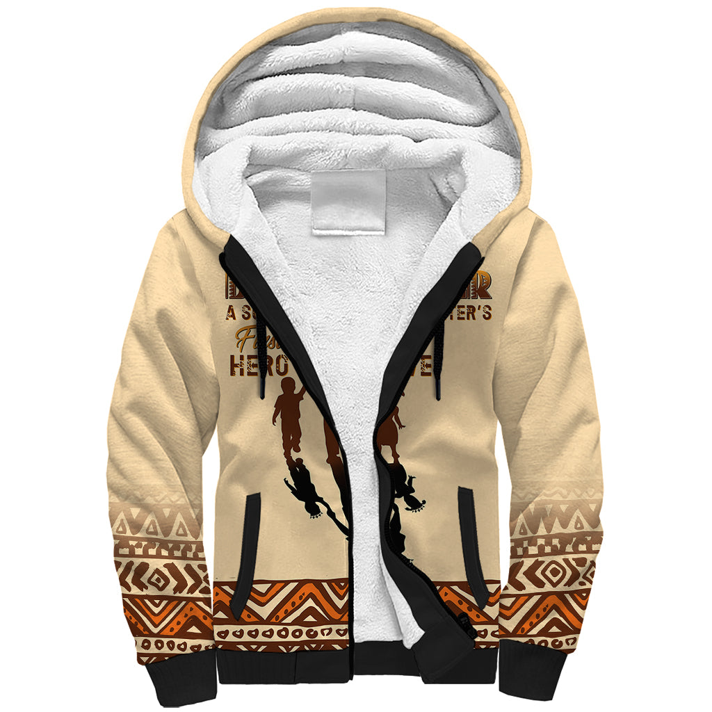 Black Father Sherpa Hoodie African Father with Son and Daughter - Wonder Print Shop