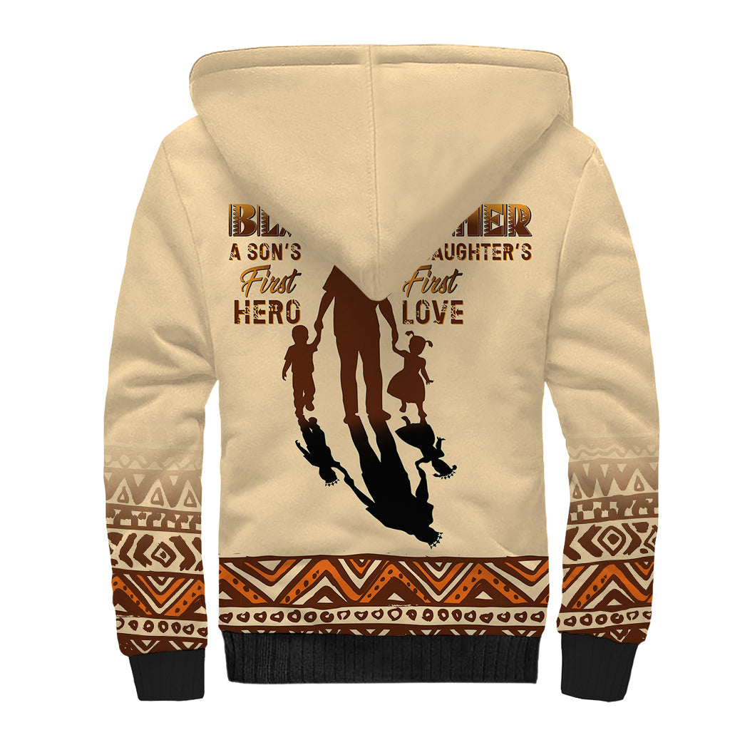 Black Father Sherpa Hoodie African Father with Son and Daughter - Wonder Print Shop
