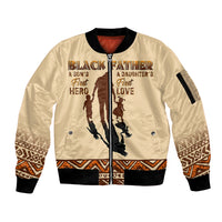 Black Father Sleeve Zip Bomber Jacket African Father with Son and Daughter - Wonder Print Shop