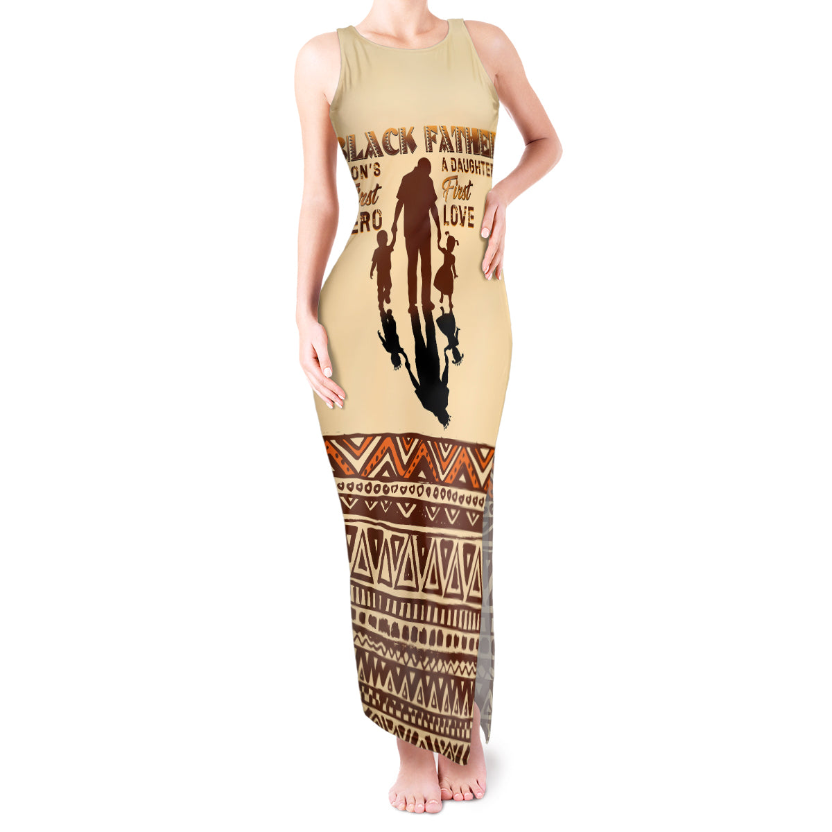 Black Father Tank Maxi Dress African Father with Son and Daughter - Wonder Print Shop